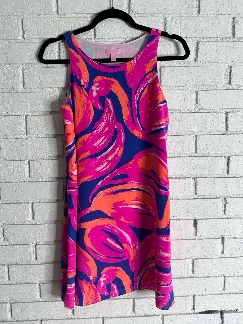 Lilly Pulitzer Jackie Shift Dress Plume Bloom Bomber Blue 100% Silk Size XS